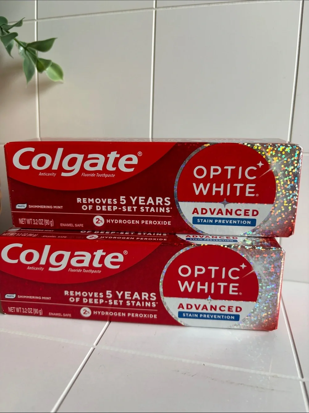Colgate Optic White Advanced Toothpaste -  Stain Prevention Set of 2 3.2oz Each